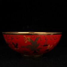 4.7“ Old China  Porcelain Colorful gilding Red ground baby play pattern bowl
