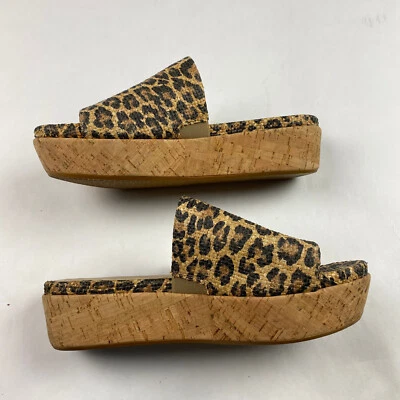 Stuart Weitzman Flatout Leopard Print Wedge Sandal Slide Women's Size 8 - Image 1 of 4