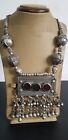 Antique Silver Yemeni Jewish Bedouin Necklace Handmade With Agate Stone 194 G