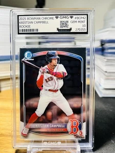 2025 Bowman Chrome Kristian Campbell Rookie GMG Graded Gem Mint 💎 RC BCP-42 - Picture 1 of 1
