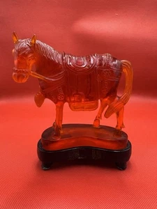 Chinese Amberoid Style Horse Figure - Picture 1 of 6