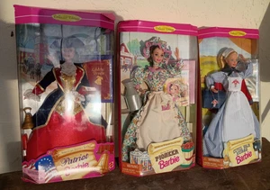 Lot of 3 Barbie Doll NRFB American Stories Patriot Pioneer Civil War Nurse - Picture 1 of 7
