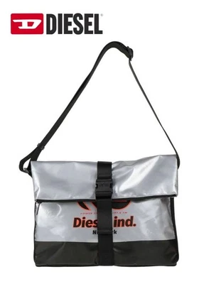 DIESEL Men's Tarpaulin Shoulder Bag Silver PVC Mint Unused - Image 1 of 3