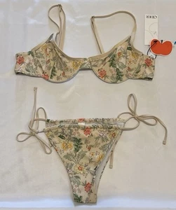 NWT Cider Floral Two Piece Bikini Yellow Boho Size XL NEW - Picture 1 of 9