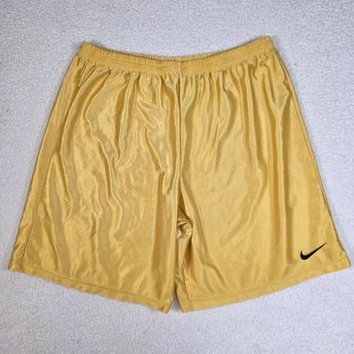 Nike Vintage Basketball Shorts Gold Yellow Silky Satin Soft Size XL Made In USA - Image 1 of 4