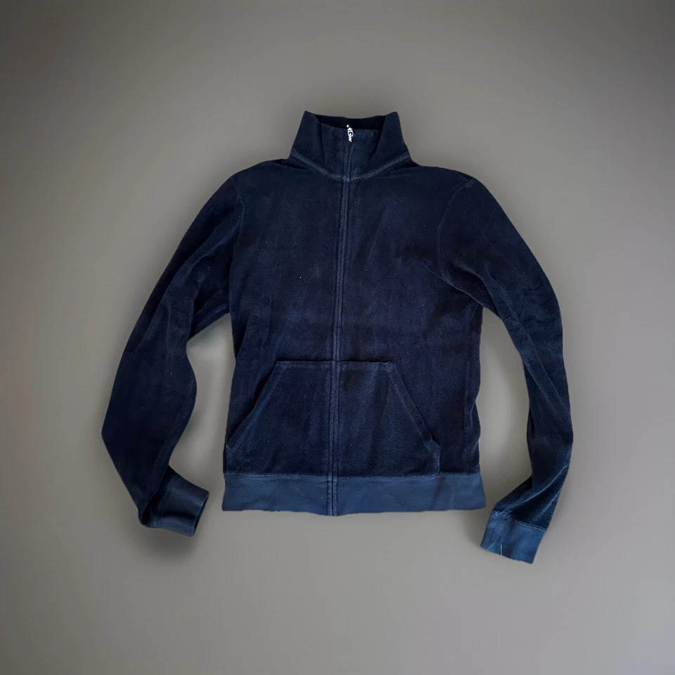 Vintage Juicy Black Couture Velour Track Jacket Top Women's Size Medium Zip - Image 1 of 4