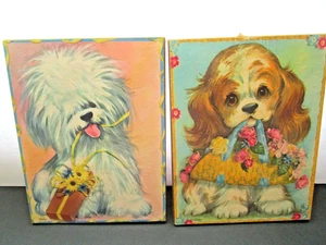 MCM Coby Wall Board Mounted Art Print Puppy Dogs Cocker +Sheep Dog Cute 7.5x9.5 - Picture 1 of 7