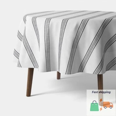 70"x70" Tablecloth Navy Striped - Threshold™ - Image 1 of 3