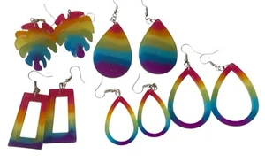 Resin Earrings Rainbow Fishhook 5 Different Pairs - Picture 1 of 2