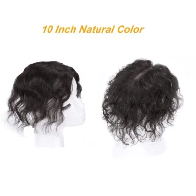 Clip de cabello humano ondulado natural mono topper en toupee para mujer 20-40 cm Foto 1 de 4