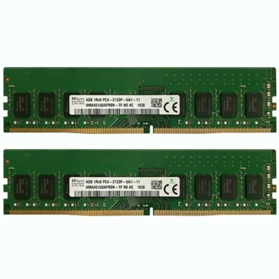 SK hynix 2x 4GB 1RX8 PC4-2133P DDR4 17000MHz 288Pin UDIMM Desktop Memory RAM - Image 1 of 4