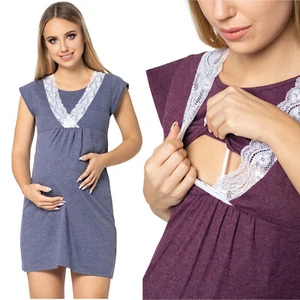 Vestido de noche púrpura maternidad manga corta cuello en V encaje D embarazo enfermería 4242n - Imagen 1 de 30