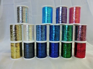 16 SPOOLS 500 YDS SIGNATURE LASERBRITE METALLIC THREAD ASSORTED - Picture 1 of 3