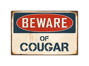 Attenzione a Cougar 8" x 12" insegna vintage alluminio retrò metallo VS123 - Foto 1 di 1