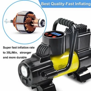 Heavy Duty Portable Air Compressor Car Tire Inflator Electric Pump Auto 12V - Picture 1 of 8