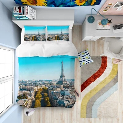 Taies d'oreiller de lit 3D Tour Eiffel B1651 housse de couette Queen King Amy 23 - Photo 1/4