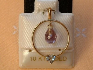 TOP Amethyst & Aquamarin Anhänger - 10 Kt. Gold - 417 - Briolett & Herz Schliff - Bild 1 von 2