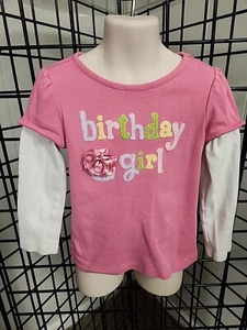 Gymboree Azalea Pink Long Sleeve Birthday Girl Embellished Tshirt T top sz 4T - Picture 1 of 4