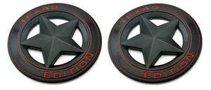 (2) TEXAS STAR EDITION 3" EMBLEMS BLACK&RED UNIVERSAL STICKON for TACOMA TUNDRA - Foto 1 di 5