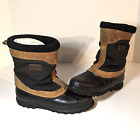 Sorel Winter Boot Size 10 w Liners , Black & Brown, Rugged, Slip On Work Boots