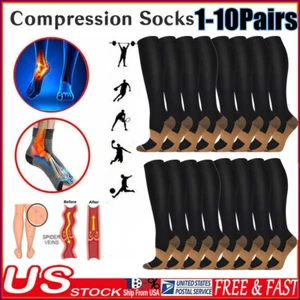 Wholesale Copper Compression Sock Knee High 20-30mmHg Energy Support Recover XXL - Picture 1 of 21