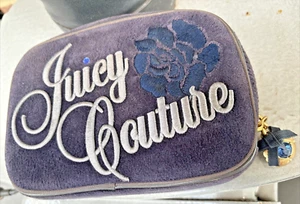 JUICY COUTURE Dark Blue Velvet Embroidered Rose Makeup Bag - Picture 1 of 10