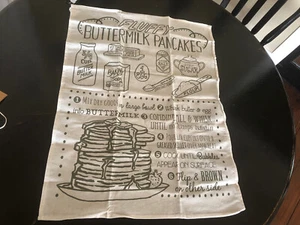 Large Tea Towel with Buttermilk Pancake Recipe and Graphics by Creative Co-Op - Picture 1 of 7