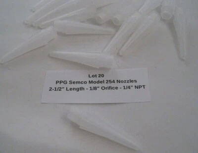 Lot of 20 PPG Semco Model 254 Nozzles 2-1/2" Length - 1/8" Orifice - 1/4" NPT -