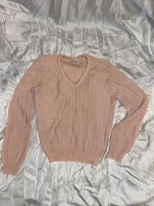 Women's Vintage Knit Sweater Peach Size XS Made In USA Acrylic Long Sleeves - Picture 1 of 6