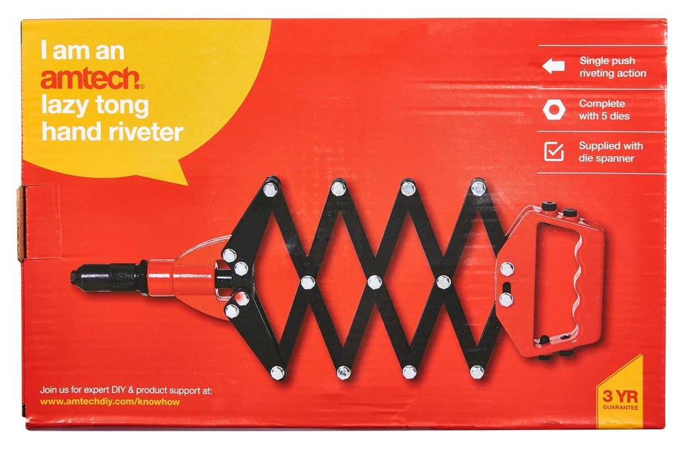 Heavy Duty Lazy Tongue Tong Hand Riviter Rivet Gun Pop Riveter 5 Nozzles Amtech - Image 1 of 3
