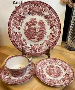 Alfred Meakin Staffordshire England Tonquin Red 4-Piece Place Setting - Picture 1 of 20