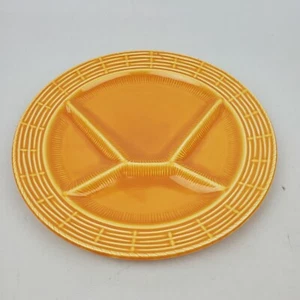 Lot Of 3 Vintage Yellow Pottery Plates With Compartments 9.5 Inches - Picture 1 of 6
