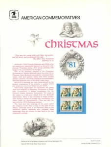 #154 20c Christmas 1981 Madonna #1939 USPS Commemorative Stamp Panel - Imagen 1 de 1