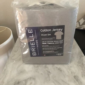 Brielle Home Cotton Jersey Sheet Set - GREY - TWIN / TWIN XL - READ BELOW - Picture 1 of 5