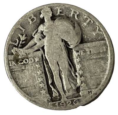 1926-S Standing Liberty Quarter Dollar 90% US Silver Type Coin 25c KM 145 B10-19 - Image 1 of 4