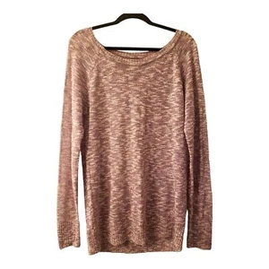 Daisy Fuentes Womens Size Large Lightweight Sweater Purple White Round Neck - Picture 1 of 6
