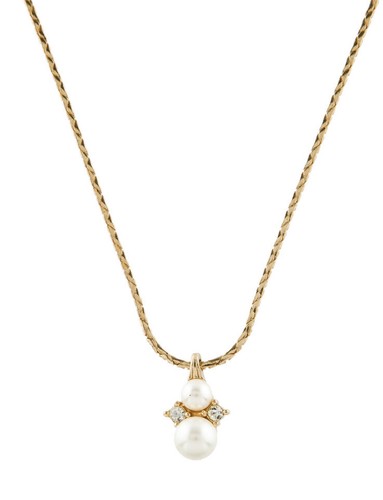 Collana Ciondolo Vintage Christian Dior Cristalli Finti Perla CD Scatola Firmata