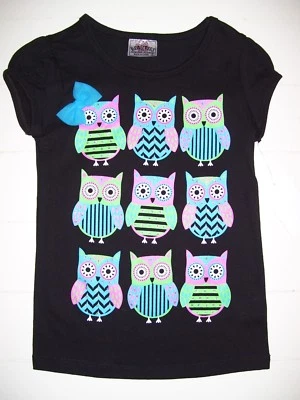 Camiseta Top Niñas Beautees Negra Brillante Búho Lazo Talla 5  Foto 1 de 2