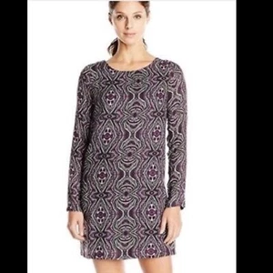 Prana Mini Vestido Cece Manga Larga Morado Negro Medallón Forrado Espalda Cremallera Pequeño - Imagen 1 de 9