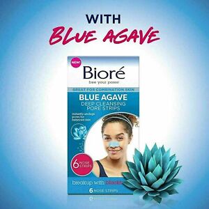 Biore BLUE AGAVE Deep Cleansing Pore Nose STRIPS Combination Skin 6ct LOT