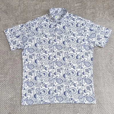 TailorByrd Golf Ball Polo XL Blue Paisley Flamingo Graphic Performance Shirt - Image 1 of 4