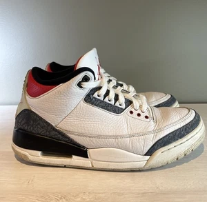 Nike Air Jordan 3 Retro Denim SE CZ6431-100 Blanco Rojo y Negro Hombres Talla 10.5 Usado - Imagen 1 de 7