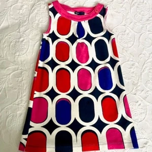 Gap Kids Retro Blue Pink Orange Shift Dress Size Small 6-7 - Picture 1 of 4