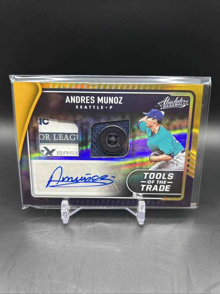 2022 Panini Absolute Andres Munoz Gold Auto Autograph /10 Jersey Button READ A37 - Image 1 of 4