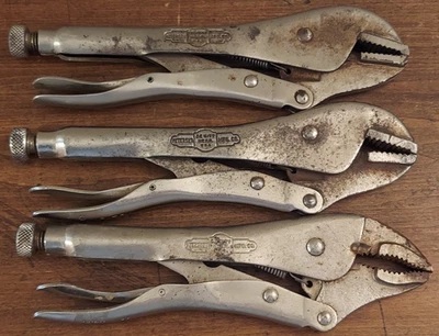 Lote de 3 abrazaderas de soldadura de bloqueo vintage Petersen Dewitt Vise-Grip 10R 10CR EE. UU. Foto 1 de 4