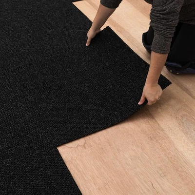24" x 24" Indoor/Outdoor 0.25" Pile Height, Peel and Stick Carpet Tile, Black... - Image 1 of 4