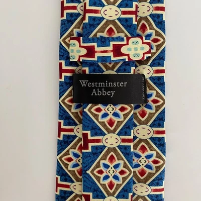 Corbata FOX & CHAVE Hecha a Mano 100% Seda WESTMINSTER ABBEY Cosmati Tema Usada en Excelente Condición Foto 1 de 3