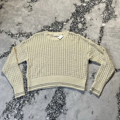 Suéter feminino By Together tamanho médio natural malha aberta boho manga longa - Imagem 1 de 4