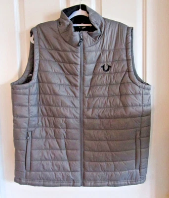 NWT TRUE RELIGION HS Puffer Vest Full Zip Gray / X Large #107686 - Image 1 of 4