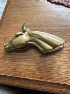 Fermacarte vintage 1949 Virginia Metalcrafters n. 7-79 ottone testa di cavallo equitazione 5" - Foto 1 di 5